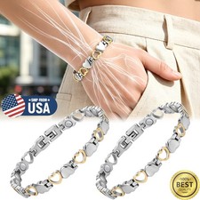 2 NEW Magnetic Bracelet for Women Silver Pain Relief Wristband Jewelry Gift USA