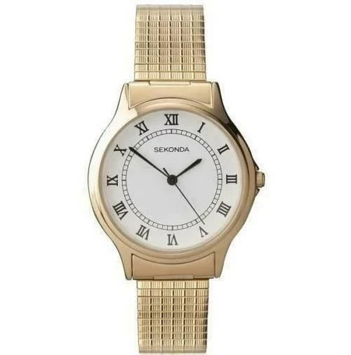 Gents Easy Read Gold Tone Watch with Expanding Bracelet by Sekonda Model 3021B