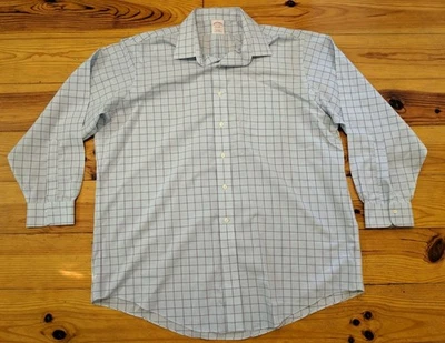 BROOKS BROTHERS MEN'S BLUE CHECK LONG SLEEVE SHIRT VGC SIZE 17.5 - Image 1 of 4
