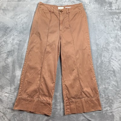Chino By Anthropologie Womens 4 Wide Leg Wide Cuff Crop Mid Seam Pant