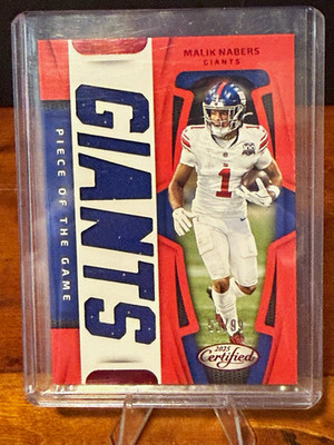 Panini 2025 Certified Malik Nabers Giants Piece of the Game #POG-MNS Red /99