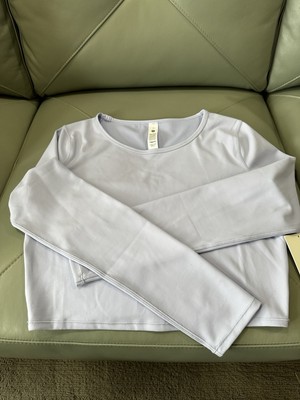 Lululemon NWT Wunder Train Cropped Long Sleeve Shirt Pastel Blue Size 10