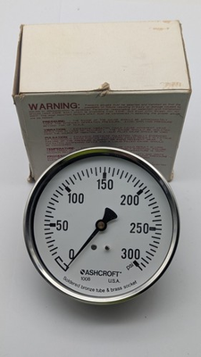 #ad Ashcroft Pressure Gauge 4quot; Large 0 300 PSI Back Connection NEW OLD STOCK $31.50