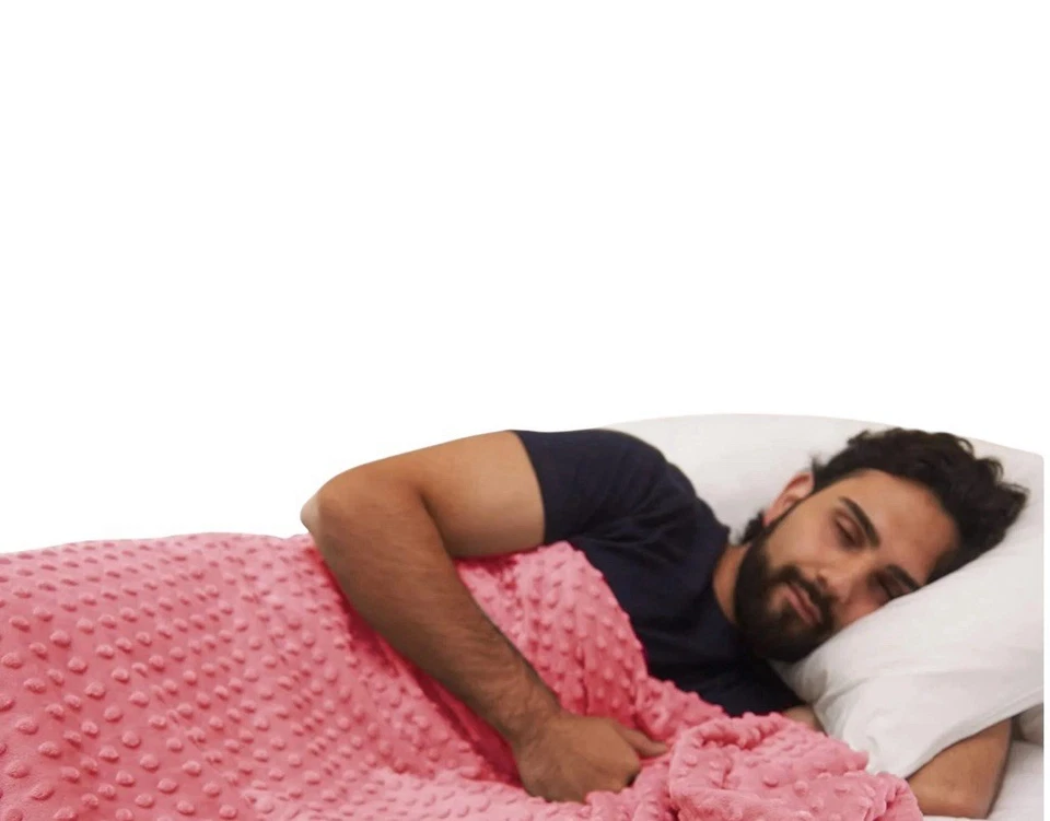 Quility Weighted Blanket for Adults (15 LB 86 x 92, King Size) Pink - Grey - Image 2 of 4