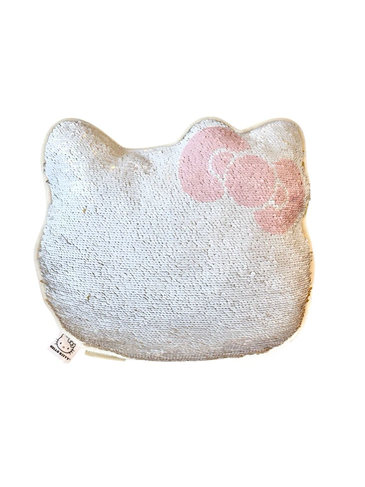 Almohada Pottery Barn Hello Kitty lentejuelas doradas reversible a blanco. Raro. Foto 3 de 4