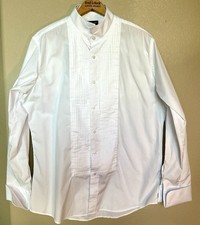 Milano Tuxedo Pleated Shirt Wingtip Collar Cufflink Cotton Blend White 16 34/35