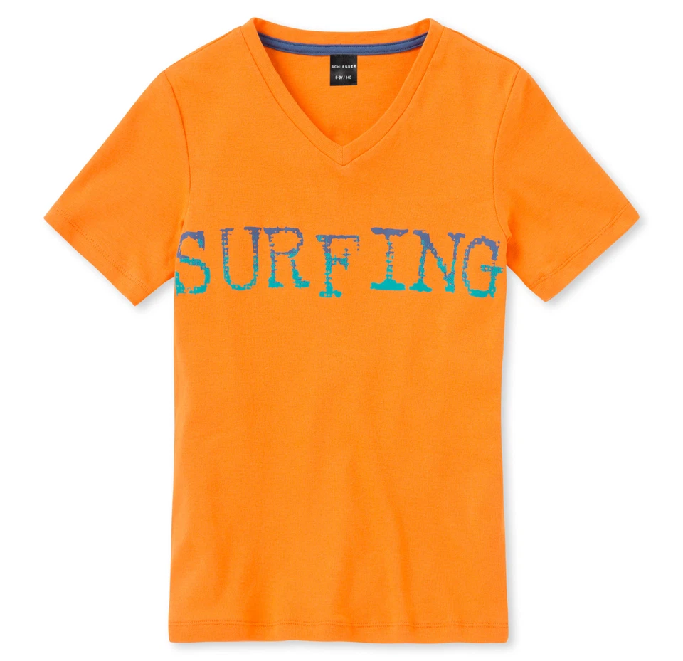 SCHIESSER Jungen SURFING V-Shirt Kurzarm T-Shirt Chillshirt Unterziehshirt  - Bild 1 von 1