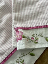 Pink Stripe Fairy Garden FAO Schwartz Valance Pair Set 56” X 14” Cotton