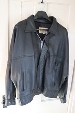 Vtg Wb Place Mens Xl Full Zip Thick Riding Leather Jacket Nice Rare