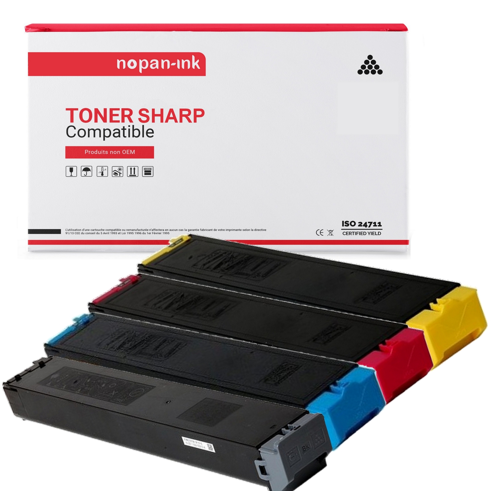 Toner SHT-MX23BK compatible SHARP NOPAN-INK lot de 4 avec puce intelligente intégrée