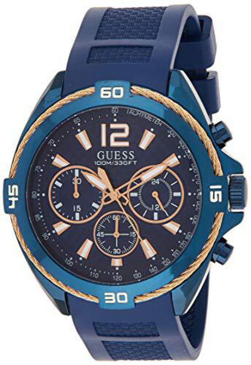 Blue Guess Analog Watch Guess Watch U0247g3 Guess Mens