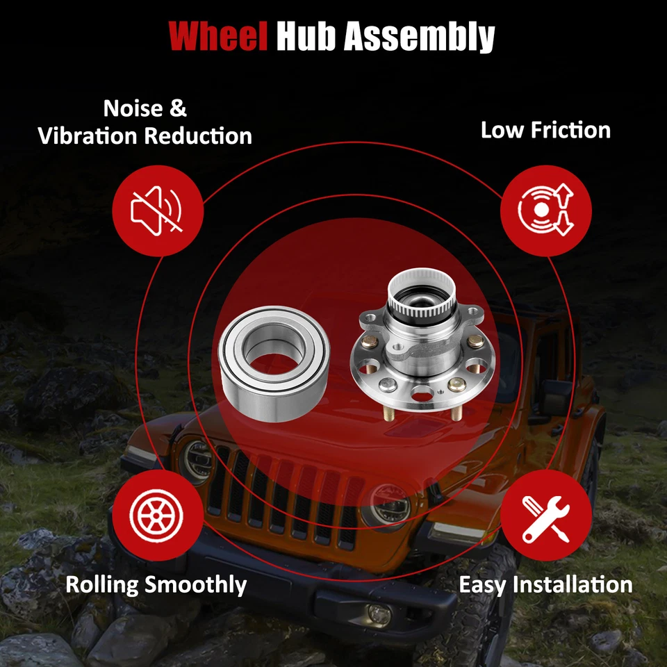 Conjunto de cojinete de cubo de rueda delantera trasera solo tracción delantera para Kia Sportage 2011-2016 4 piezas Foto 4 de 4