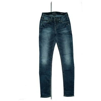 SILVER SUKI Damen Jeans Skinny mid Rise super stretch Hose XS W24 L30 Blau TOP.  - Bild 1 von 4
