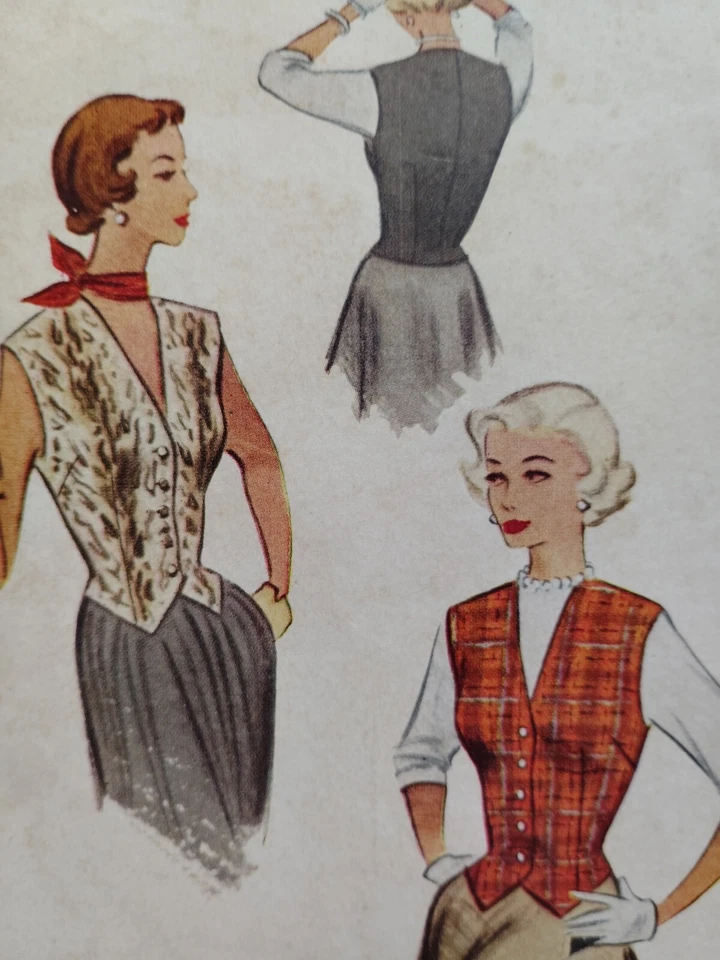 Weskit Vest 18 McCalls 8228 Sewing Pattern VTG CUT McCall's 1950's Fitted Top - Image 3 of 4