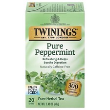 Twinings of London Pure Peppermint Herbal Tea Bags, 20 Count Pack of 1