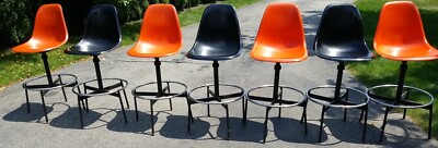 Vintage Herman Miller Eames Fiberglass SWIVEL BAR Chairs 7 mid century modern