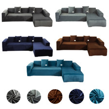 Sectional Sofa Covers Stretch Velvet L Shape Couch Slipcovers 3 Seater 4 Seater