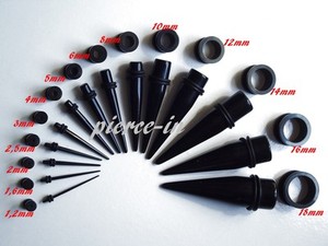 Set Tunnel Dehnstab Schwarz Ab 1 2mm Titan Acryl Expander Plug Dehnungsstab Ohr Ebay