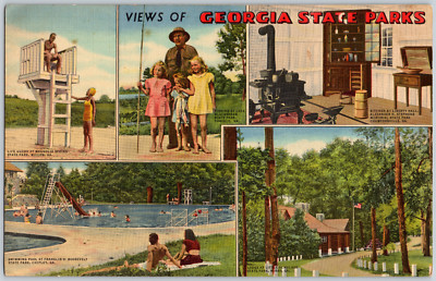 c1940s Giant Postcard Views Georgia State Parks Magnolia Springs Blackshear