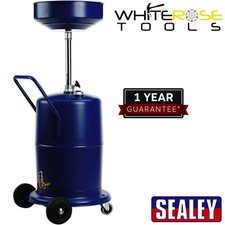 Image of Sealey Oil Drainer Mobile 75L Pump Away Discharge Hose Drain Pan Fluid Transfer