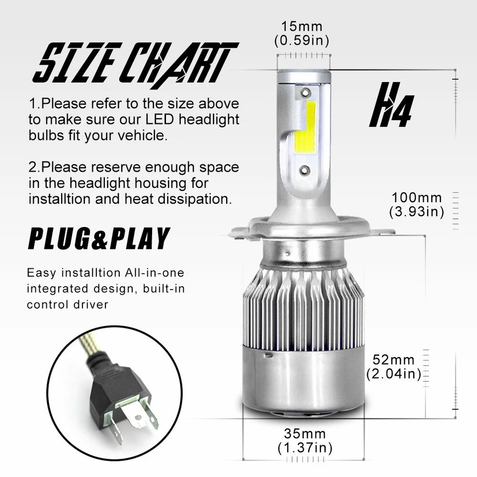 2PC VERY BRIGHT FOR ARCTIC CAT WILDCAT SPORT 700 HEADLIGHT LED LIGHT BULBS 100W - Image 2 of 4