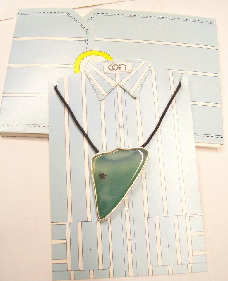 Ciondolo in ARGENTO 925 con AGATA naturale verde e girocollo - pietra dura - - Immagine 3 di 3