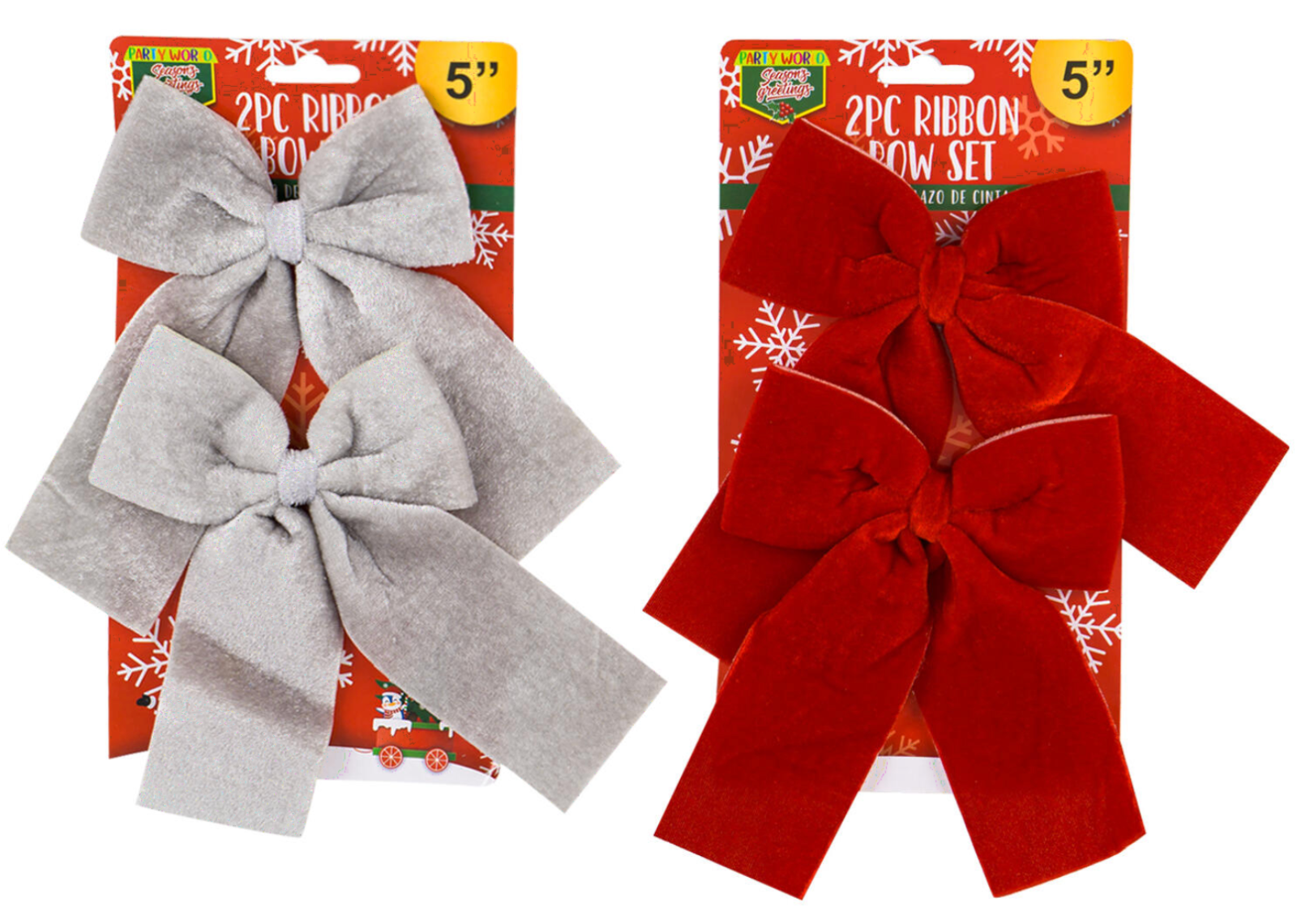 5 RED | SILVER VELVET BOWS 2PC 홀리데이 크리스마스 선물 장식-Freehip.co.kr