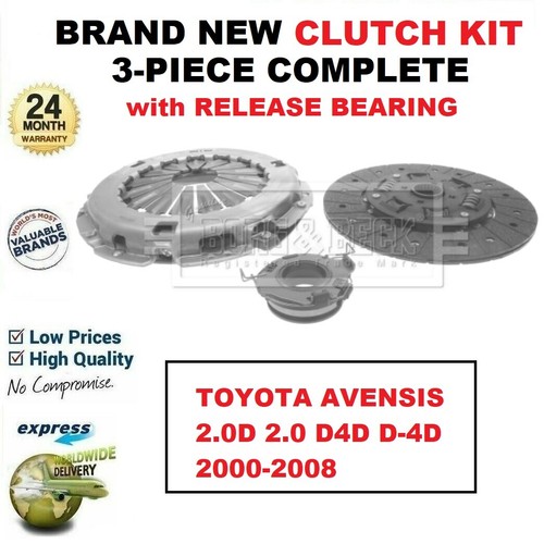 FOR TOYOTA AVENSIS 2.0D 2.0 D4D D4D 20002008 BRAND NEW 3PC CLUTCH KIT