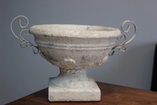 Schale aus Keramik, shabby-chic♥Amphore mit Metallgriffen♥creme