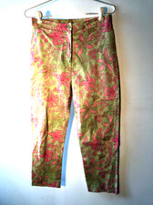Lilly Pulitzer vtg NWOT stretch floral capri Pants green pink Sz 2 Bin-E