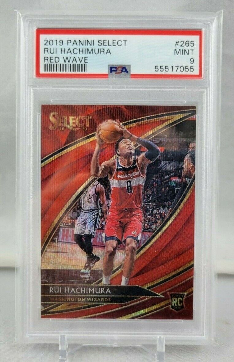 2019 Panini Select Rui Hachimura Red Wave Prizm Rookie RC #265 PSA Mint 9