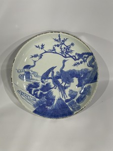 Late Ming Dynasty Antique Blue and White Porcelain Plate Dish