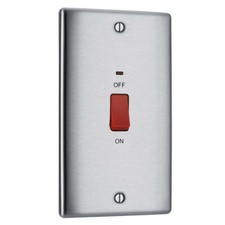 BG Nexus Metal NBS72- MATT BRUSHED CHROME STEEL Double Cooker Shower Switch 45a