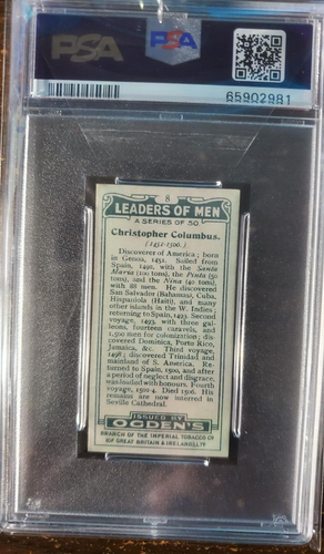 Christopher Columbus - 1924 Ogden's Ltd. - Leaders of Men - #8 - PSA 3.5... - Picture 2 of 2