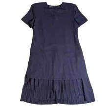 MariAnna Vintage Embroidered Dress w/ Plated Skirt and Short Sleeves, Size 12