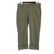 VTG Polo Jeans Co Ralph Lauren Women Sz 10 Stretch Olive Green Crop Pants 90 Y2K