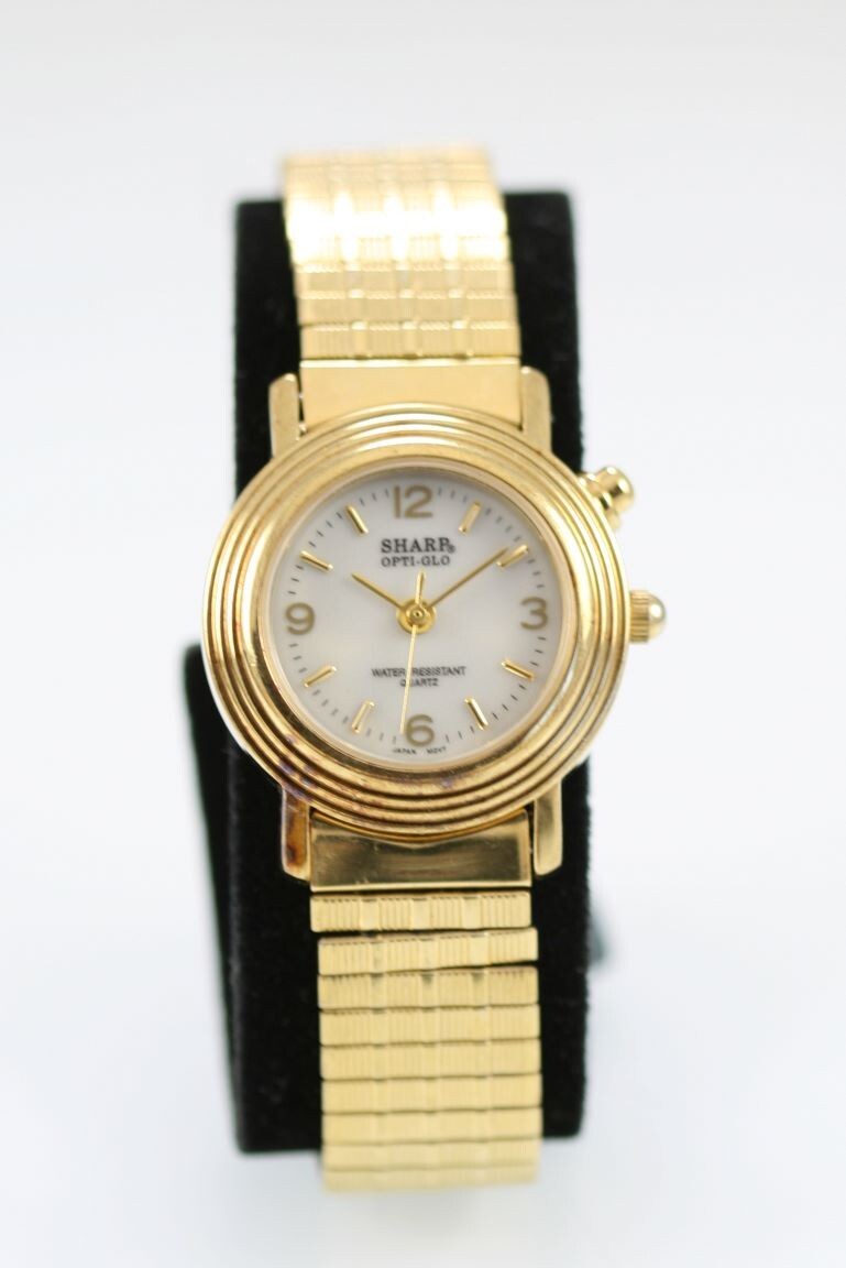Sharp Women Watch Stainless Gold Steel Stretch Water Res  display picture 1
