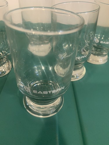 Vntg Eastern Airlines Footed Drink Glasses First Class Set Of 6 Bar Set New RARE - Picture 19 of 24