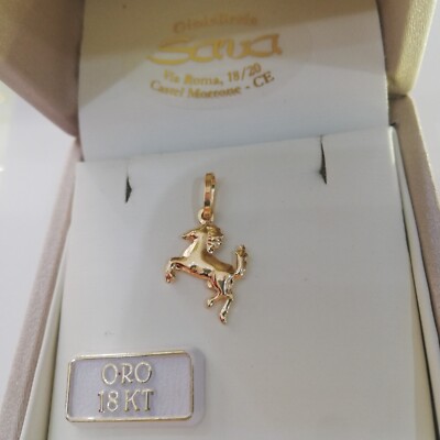 Ferrari Symbol Emblem Anhänger Krampantes Pferd in 18 Kt Gelbgold