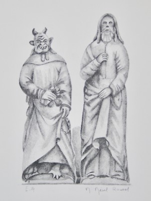 Micheline MEVEL ROUSSEL - Lithographie signée - Calvaire breton 2
