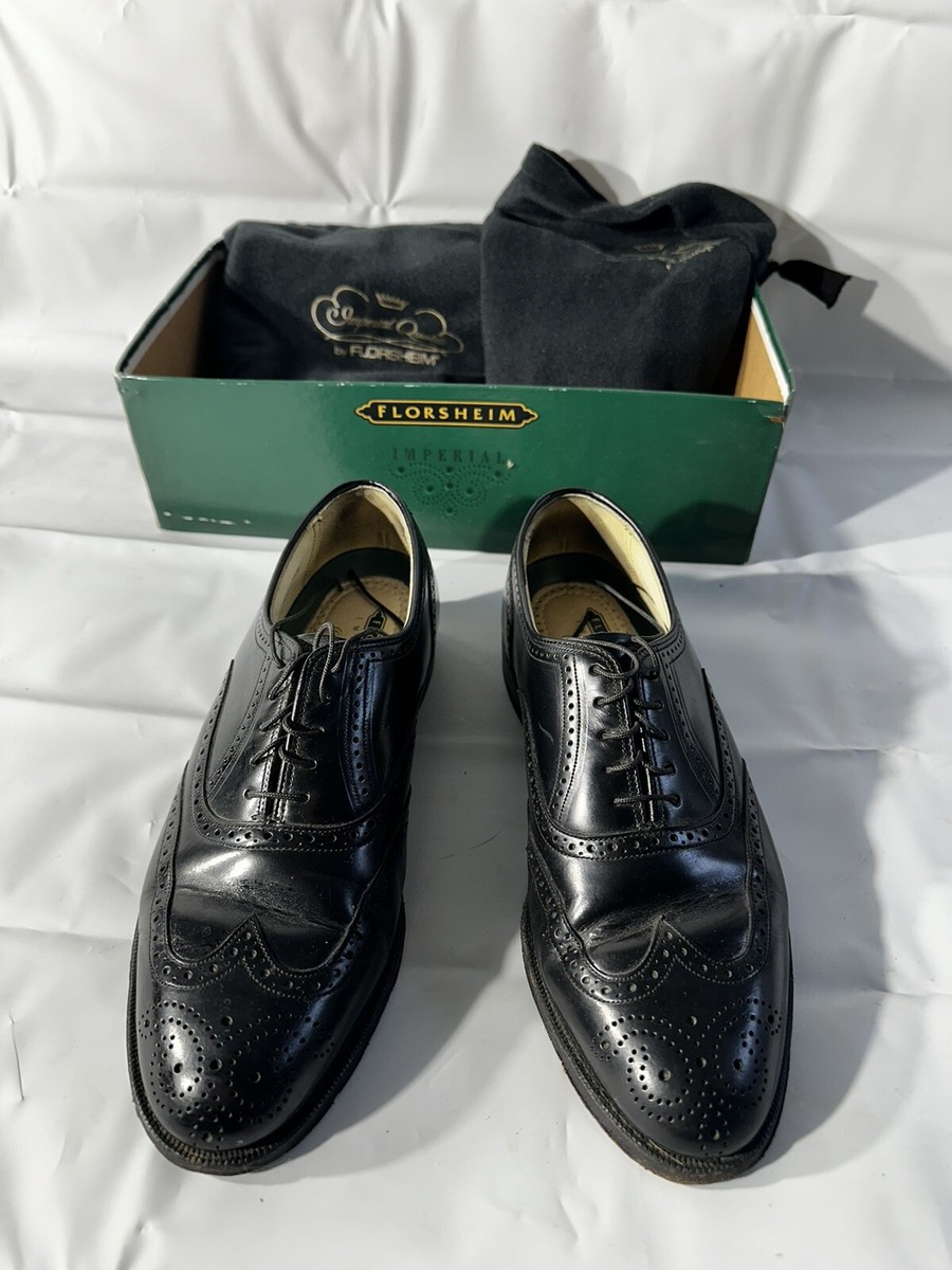 Loafer Florsheim Black Wingtips Vintage Florsheim Imperial Wingtip