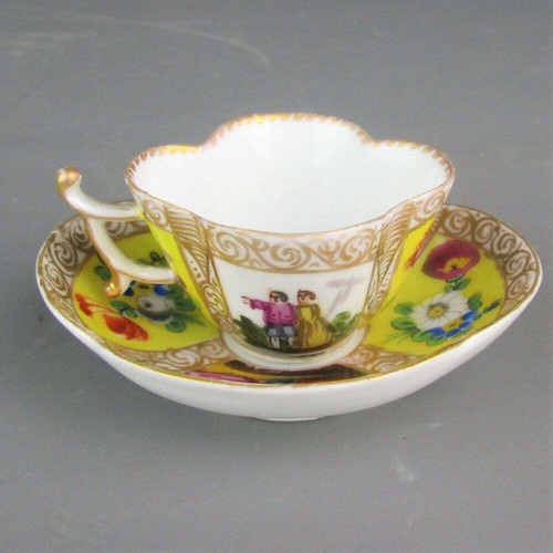 Vintage Dresden Porcelain Miniature Cup And Saucer Wonderful Detailing 1950s