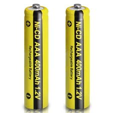 2PCS Rechargeable Batteries NiCd AAA 400mAh 1.2V for Solar Garden Lights Toys US