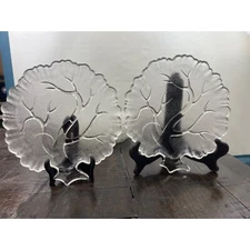 2 - Hazel Atlas - Vintage Tree of life Glass Plates, Mid Century Set of 2