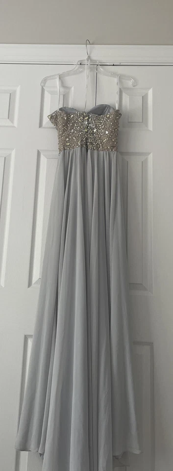 Terani Beaded Rhinestone Evening Gown Dress Silver Size 2 - Image 3 of 4