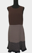 NWT Ann Taylor Causal Mixed Print Geometric Midi Flare Dress Size 10 Brown $149