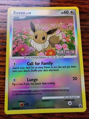 Pokemon Eevee Platinum Reverse Holo 62/100 TCG Card LP