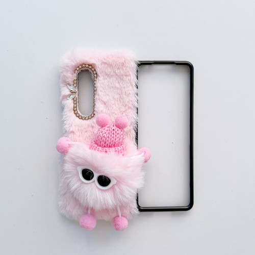 For Samsung Galaxy Z Fold3/Fold4 Girly Warm Plush Fluffy Fur Soft Phone Case - Photo 14 sur 14