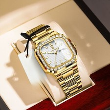 Men's Classic Watch Stainless Steel Date Quartz Wristwatches Waterproof Luminous