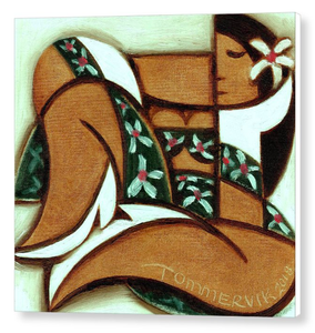 Hawaiian Wall Art Deco Woman Hawaii Dress Decor Geometric Artwork Aloha Canvas Ebay
